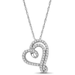 Sterling Silver Diamond Heart Pendant Necklace (1/4 cttw, I-J Color, I2-I3 Clarity), 18''