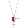 Peora Created Ruby Pendant Necklace in Sterling Silver, 2 Carats Radiant Shape, Vintage Floating Solitaire Design with 18 inch Chain