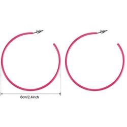 3 Pairs Women Fashion Retro Neon Earrings for 80s Party or Retro Costume Party (Loop Earings)