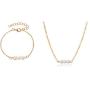 Set Multi Pearl Chain Link Adjustable Pendant Choker Necklace Bracelet Bangle Arm Stacking for Women Girl Jewelry Dainty Minimalist Bohemian Simple Layered Gold Plated