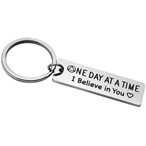 Meibai Sobriety Gift for Men Women One Day at a Time Engraved Jewelry Addiction Recovery Gifts