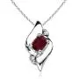 January Birthstone - Shell Style Oval Garnet and Diamond Pendant Necklace in Silver (4x3mm Garnet) January Birthstone - Shell Style Oval Garnet and Diamond Pendant Necklace in Silver (4x3mm Garnet)