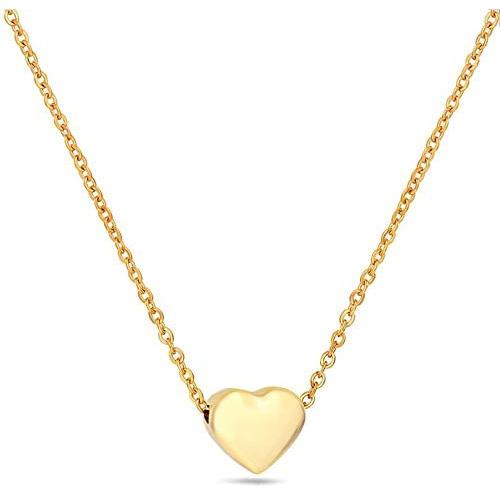 MiniJewelry Tiny Heart Necklace for Women Elegant and Simple Heart Necklace Gift for Girls Women Silver, Rose Gold, Gold, 20 Inch