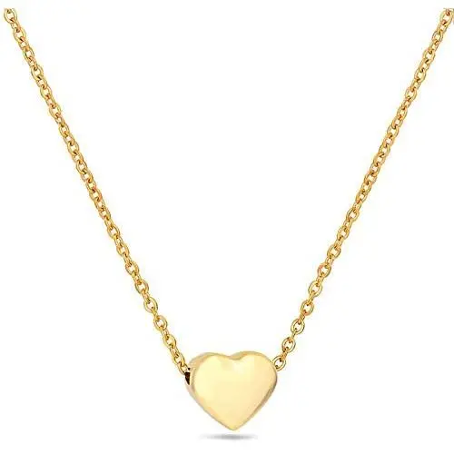 MiniJewelry Tiny Heart Necklace for Women Elegant and Simple Heart Necklace Gift for Girls Women Silver, Rose Gold, Gold, 20 Inch