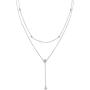 FLYOW Layered Necklace S925 Sterling Silver Teardrop Double Choker Y Lariat Necklace Gifts for Women
