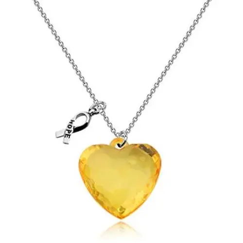 CENWA Cancer Awareness Jewelry Yellow Awareness Necklace with Hope Ribbon Charm Cancer Awareness Jewelry Gift for Endometriosis/Bladder Cancer/Suicide Prevention/Bone Cancer