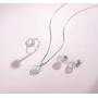 October Birthstone Sterling Silver White Opal Necklace/Earrings Halo Heart Pendant Stud Cubic Zirconia CZ Fire Opal Fine Jewelry for Women