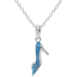 Disney Princess Cinderella Jewelry, Silver Plated Pendant Necklace, 18'' Chain