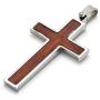 Xusamss Titanium Steel Wood Grain Cross Pendant 24'' Chain Necklace