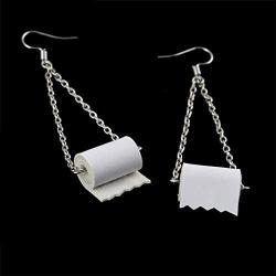 ROSTIVO Toilet Paper Earrings for Women and Girls Novelty Dangle Earrings Toilet Paper Earrings Gag Gift 2020