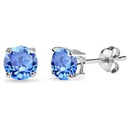 Sterling Silver 5mm Round Prong-set Stud Earrings created with Swarovski Crystals