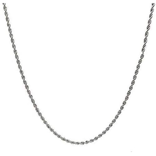 FZTN Jewelry 2mm Diamond Cut 18K Gold or White Gold Plated Twisted Rope Chain Link Necklace for Men Women 18-26 Inches with Strong Solid Clasp