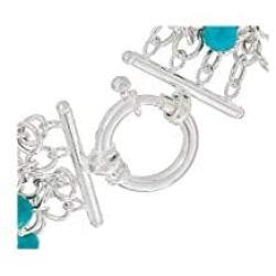 AFFY Turquoise Bead Sterling Silver 7-1/4'' Charm Bracelet Very Versatile