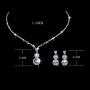 Unicra Bride Silver Bridal Tassel Necklace Earrings Set Crystal Wedding Jewelry Set Pearl Choker Necklace for Women and Girls (3 piece set - 2 earrings and 1 necklace)(NK072-2)
