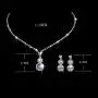 Unicra Bride Silver Bridal Tassel Necklace Earrings Set Crystal Wedding Jewelry Set Pearl Choker Necklace for Women and Girls (3 piece set - 2 earrings and 1 necklace)(NK072-2)