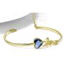 AOBOCO I Love You Jewelry Sterling Silver Love Heart Bangle Bracelet, Blue Crystals from Austria, Fine Jewelry Gifts for Women