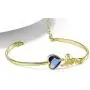AOBOCO I Love You Jewelry Sterling Silver Love Heart Bangle Bracelet, Blue Crystals from Austria, Fine Jewelry Gifts for Women