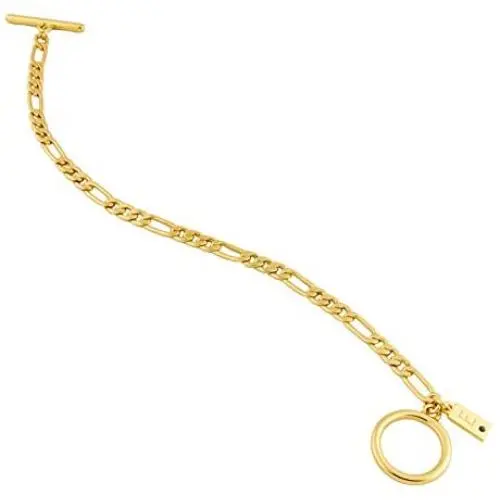 East Hill 12k Gold Plated 4mm Figaro Chain Bracelet for Women East Hill 12k Gold Plated 4mm Figaro Chain Bracelet for Women