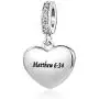 SBI Jewelry Love Heart Charm for Bracelets Cross Bible Verse Dangle Charm Engraved Matthew 6:34 Gift for Women Girls