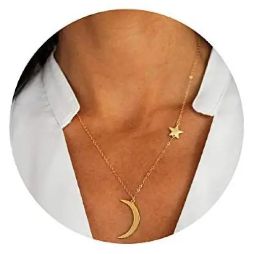 Dainty Moon Necklace Star Chain Gold or Silver Necklaces Crescent Moon Pendant Necklace Choker Necklace Minimalist Boho Jewelry for Women Girl Mother Gift Dainty Moon Necklace Star Chain Gold or Silver Necklaces Crescent Moon Pendant Necklace Choker Necklace Minimalist Boho Jewelry for Women Girl Mother Gift
