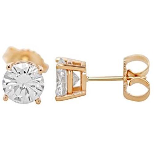 2.0cttw Forever Brilliant Charles and Colvard Moissanite 14K Yellow Gold Stud Earrings