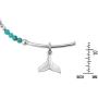 Ocean Serenity Whale Tail Simulated Green Turquoise Inlay .925 Sterling Silver Beads Stretch Bracelet