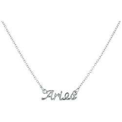 Lux Accessories Girls Silvertone and Goldtone Script Name Horoscope Zodiac Sign Necklace