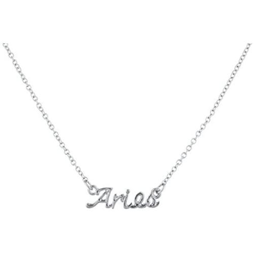 Lux Accessories Girls Silvertone and Goldtone Script Name Horoscope Zodiac Sign Necklace