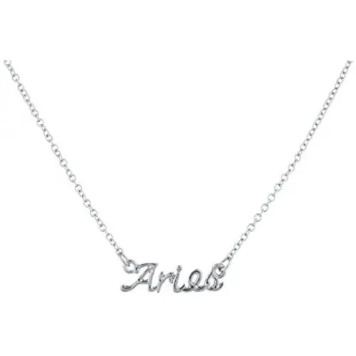 Lux Accessories Girls Silvertone and Goldtone Script Name Horoscope Zodiac Sign Necklace