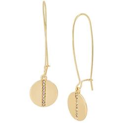 Kenneth Cole Pave Disc Long Drop Earrings, CRYSTAL (321609GLD714)