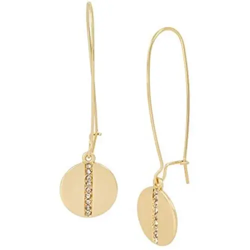 Kenneth Cole Pave Disc Long Drop Earrings, CRYSTAL (321609GLD714) Kenneth Cole Pave Disc Long Drop Earrings, CRYSTAL (321609GLD714)