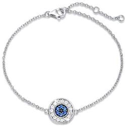 FANCIME Sterling Silver Evil Eye Necklace Evil Eye Bracelet Cubic Zirconia Simulated Diamond Pendant Necklace Yom Kippur Gifts Danity Fine Jewelry for Women Girls