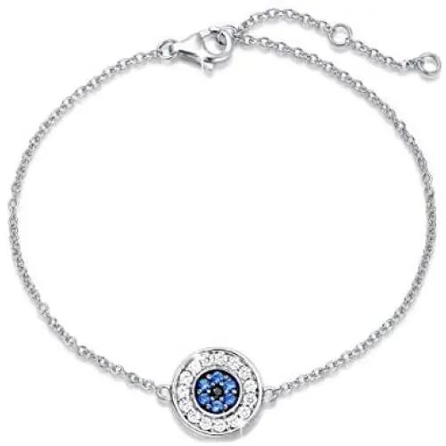 FANCIME Sterling Silver Evil Eye Necklace Evil Eye Bracelet Cubic Zirconia Simulated Diamond Pendant Necklace Yom Kippur Gifts Danity Fine Jewelry for Women Girls FANCIME Sterling Silver Evil Eye Necklace Evil Eye Bracelet Cubic Zirconia Simulated Diamond Pendant Necklace Yom Kippur Gifts Danity Fine Jewelry for Women Girls