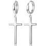 Sllaiss 925 Sterling Silver Dangle Cross Earrings for Womens Men Hinged Hoop Cross Earrings Huggie Drop Piercing