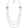 BABEYOND 1920s Gatsby Pearl Necklace Vintage Bridal Pearl Necklace Earrings Jewelry Set Multilayer Imitation Pearl Necklace with Brooch
