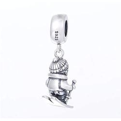 EVESCITY Limited Edition Skiing Snowboarding Sking 925 Sterling Silver Bead For Charms Bracelets Best Jewelry Gifts for Her