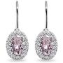 Sterling Silver 6x4mm Oval Halo Leverback Earrings Made with Swarovski Crystals