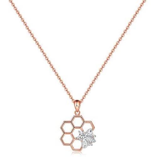 Dainty Necklace for Women Girls, 14K Gold Plated Horse Honeycomb Bee Necklace Jewelry Gifts for Girls Kids Children Cubic Zirconia Infinity Heart Pendant Necklace Christmas Jewelry Gift for Her