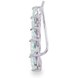 Sterling Silver Genuine or Synthetic Gemstone Teardrop Curved Climber Crawler Earrings