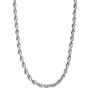 Hollywood Jewelry 14K Rope Cross Faith Pendant 2MM Chain Necklace Real White Gold Plated Religious Cuban Link for Women, Teen and Men Thin for Charms Diamonds Cut. USA Made!