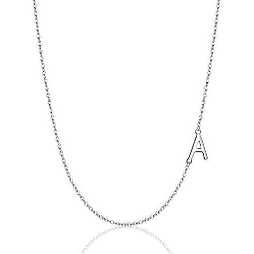EVER FAITH 925 Sterling Silver Delicate Tiny Alphabet Initial 26 Letters Sideways Choker Necklace Jewelry for Women Girls