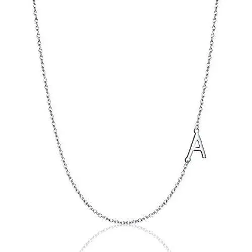 EVER FAITH 925 Sterling Silver Delicate Tiny Alphabet Initial 26 Letters Sideways Choker Necklace Jewelry for Women Girls EVER FAITH 925 Sterling Silver Delicate Tiny Alphabet Initial 26 Letters Sideways Choker Necklace Jewelry for Women Girls