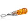 Ian and Valeri Co. Amber Sterling Silver Drop Pendant Necklace Chain 18''