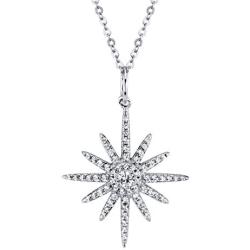 SERAFINA ❤️ Womens White Sapphire Starburst Earrings Pendant Necklace Ring Set in 925 Sterling Silver with Lobster Clasp and 18'' Chain for Her