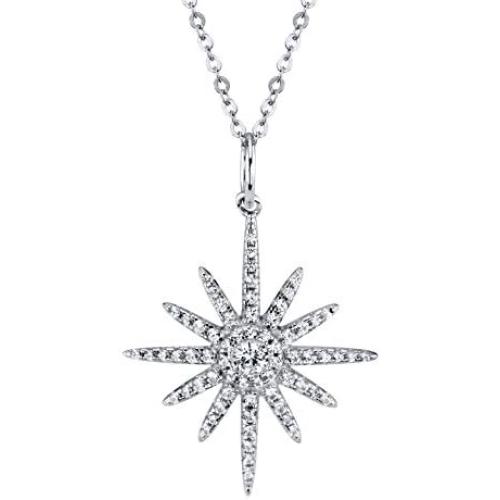 SERAFINA ❤️ Womens White Sapphire Starburst Earrings Pendant Necklace Ring Set in 925 Sterling Silver with Lobster Clasp and 18'' Chain for Her