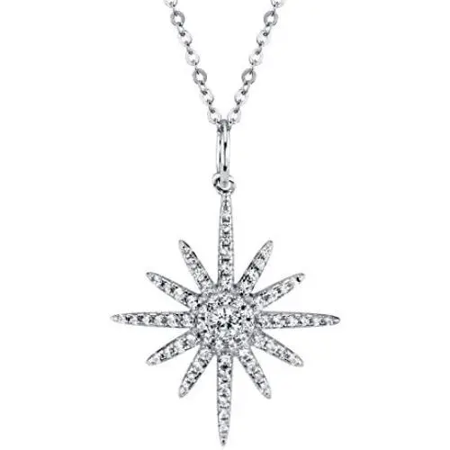 SERAFINA ❤️ Womens White Sapphire Starburst Earrings Pendant Necklace Ring Set in 925 Sterling Silver with Lobster Clasp and 18'' Chain for Her SERAFINA ❤️ Womens White Sapphire Starburst Earrings Pendant Necklace Ring Set in 925 Sterling Silver with Lobster Clasp and 18'' Chain for Her