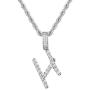 TRIPOD JEWELRY Iced Out Pendant Initial Letter Pendant Necklace for Women, White Gold Plated Custom Pendant with Rope Chain A To Z