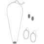Kendra Scott Elisa Necklace, Ellie Earrings, & Elle Open Frame Crystal Earrings Gift Set in Silver-Plated Brass