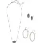 Kendra Scott Elisa Necklace, Ellie Earrings, & Elle Open Frame Crystal Earrings Gift Set in Silver-Plated Brass