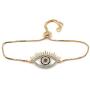 LESLIE BOULES 18K Gold Plated Evil Eye Bracelet for Women Adjustable Chain